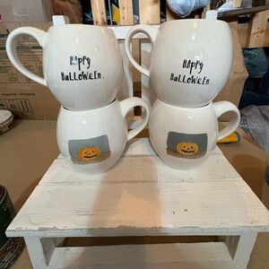 Rae Dunn Happy Halloween White Mugs Set of 4
